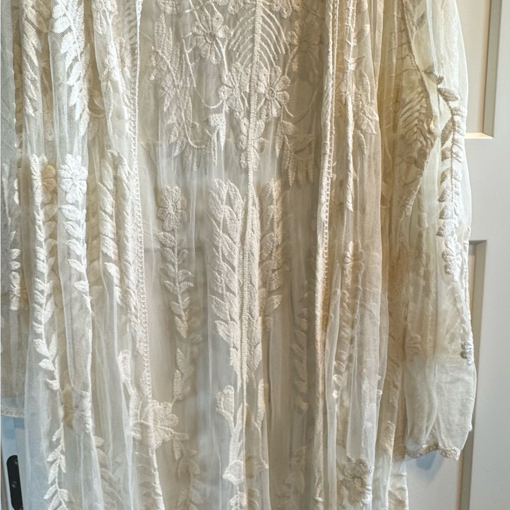 Embroidered Sheer Long Sleeve Top
